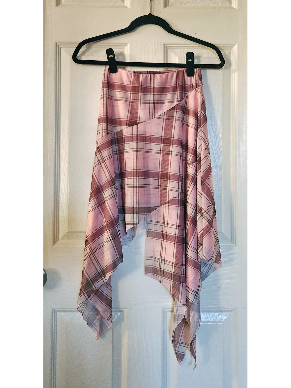 Princess Polly Anali Asymmetrical Midi Skirt Pink / Multi Check - Picture 4 of 5
